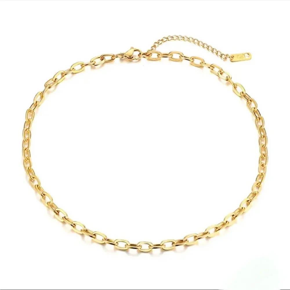 NEW 18K yellow gold plated Cuban link chain choker necklace jewelry B27A